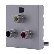 Plastron 45x45 VIDEO et AUDIO STEREO 3 RCA femelles à souder, Silver